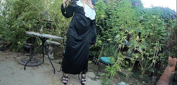  [Mrs Nelson] Stunning blonde nun rides a thick cock in the church garden